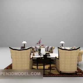 Multi-seaters High-back Sofa Combination Set 3d model