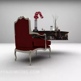 European Classic Desk With Vintage Chair 3d model
