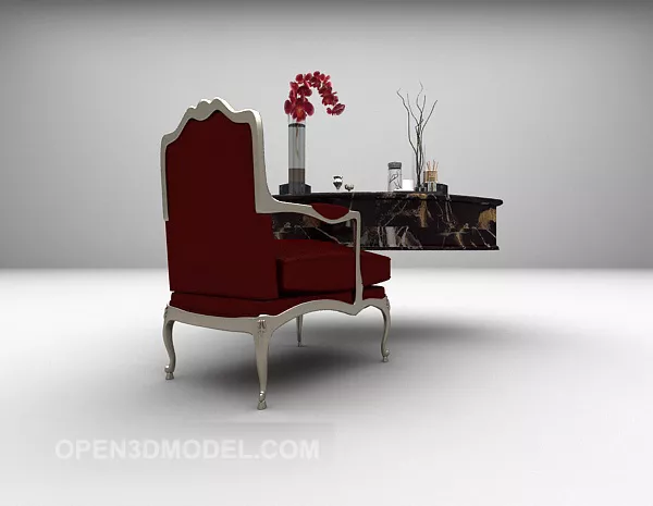 European Classic Desk With Vintage Chair 3d model European Classic Desk With Vintage Chair 3d model