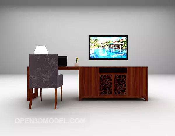 European Style Home Work Desk With Chair 3d model European Style Home Work Desk With Chair 3d model