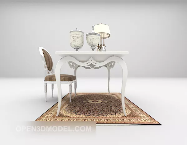 White Desk Classic European Style 3d model White Desk Classic European Style 3d model