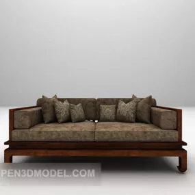 Chinese Brown Double Sofa 3d model