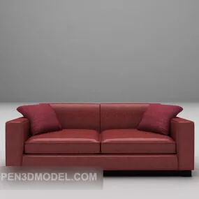 Red Leather Leather Sofa Furniture 3d model