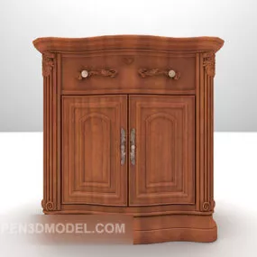 European Side Cabinet Wood Furniture 3d model