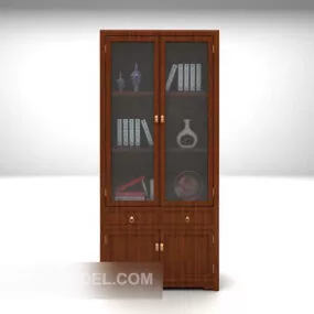 High Wood Showcase Glass Door 3d model