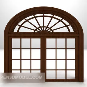 European Wooden Window Frame 3d model