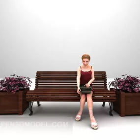 Outdoor Lounge Chair With Flower Hedge 3d model