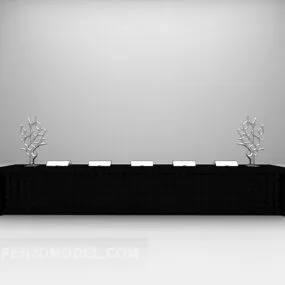 Desk Table And Chairs Black 3d model