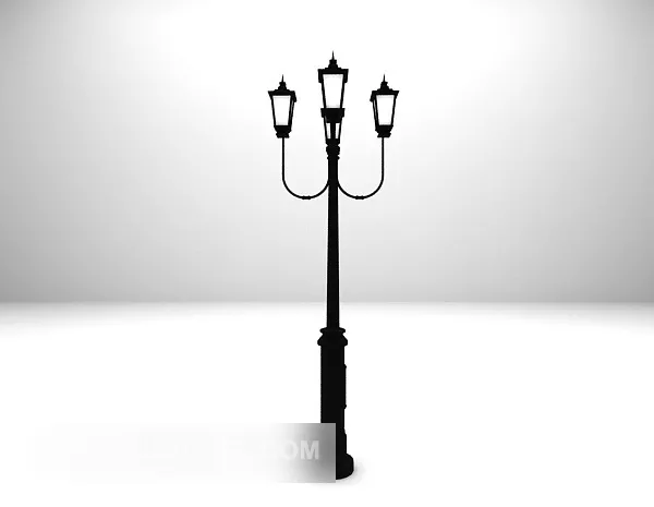 Classic Streetlight With Three Lamps 3d model