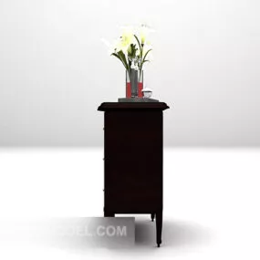 Wooden Cabinet With Flower Potted 3d model