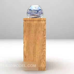 Wood Side Cabinet With Decorative 3d model
