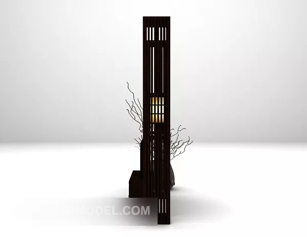 Wood Tv Wall With Decoration 3d model Wood Tv Wall With Decoration 3d model