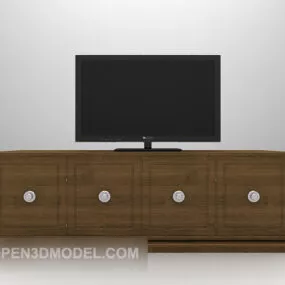 Black Wooden Tv Cabinet With Television 3d model