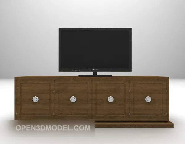 Black Wooden Tv Cabinet With Television 3d model Black Wooden Tv Cabinet With Television 3d model