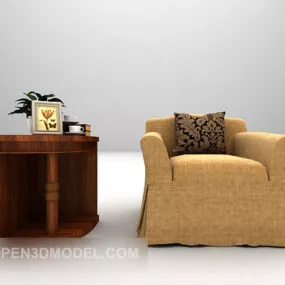Fabric Sofa With Vintage Table 3d model