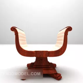 U-chair Wooden 3d model