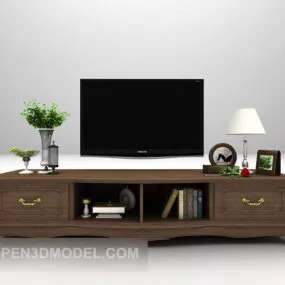 European Antique Wooden Tv Cabinet 3d model