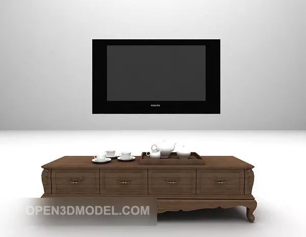 European Retro Tv Cabinet With Television 3d model European Retro Tv Cabinet With Television 3d model