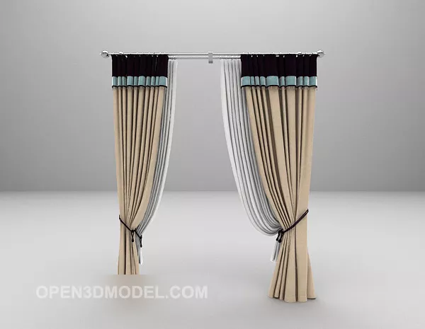 Grey White Curtain Collapse 3d model Grey White Curtain Collapse 3d model