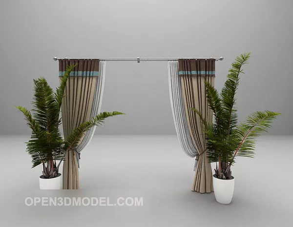 Strip Pattern Curtain 3d model