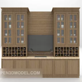 Tv Wall Wooden Cabinet 3d model