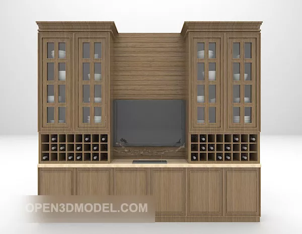 Tv Wall Wooden Cabinet 3d model Tv Wall Wooden Cabinet 3d model