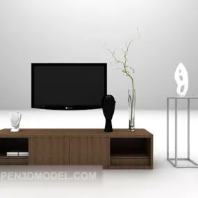 Wooden Tv Cabinet With Decorative 3d model