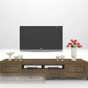 Antique Brown Tv Cabinet 3d model