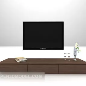 Wood Tv Cabinet With Television 3d model