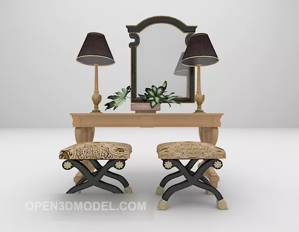 European Wooden Dresser Furniture 3d model European Wooden Dresser Furniture 3d model