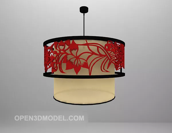Wood Carving Round Shade Chandelier 3d model Wood Carving Round Shade Chandelier 3d model