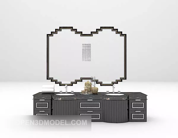 Washbasin With Rectangle Mirror 3d model