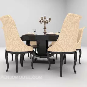 European Table Chair Vintage Furniture 3d model