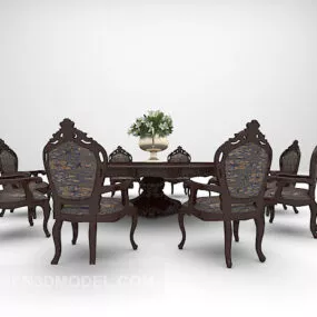 European Vintage Table Chair Furniture 3d model