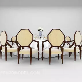 Elegant Table Chair Furniture 3d model