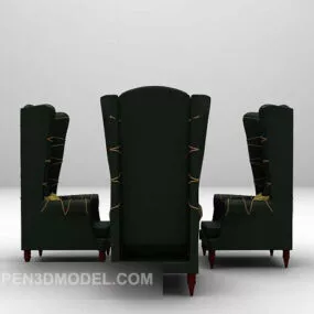 European Black Table And Chair Combination 3d model