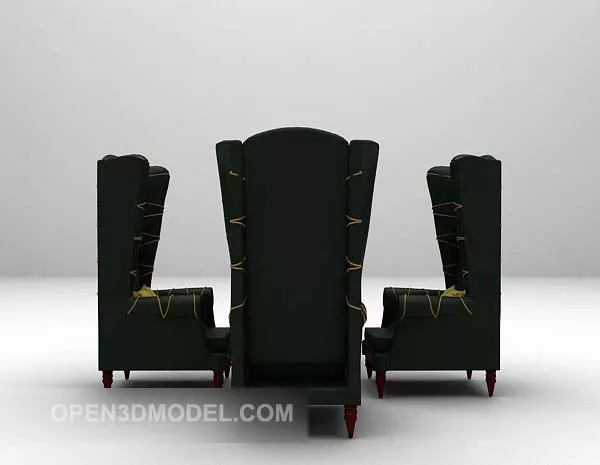 European Black Table And Chair Combination 3d model European Black Table And Chair Combination 3d model