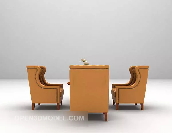 Tables And Chairs Yellow Fabric Furniture 3d model Tables And Chairs Yellow Fabric Furniture 3d model