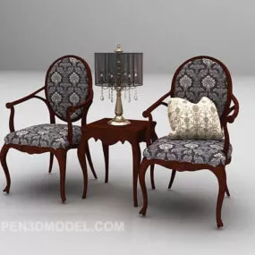 European Classic Table And Chair Furniture 3d model