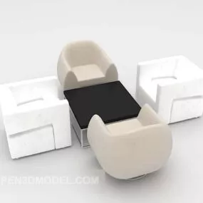 White Table And Chair Modern Furniture 3d model
