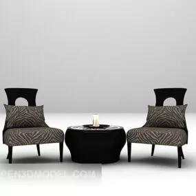 Classic Black Table And Chair Set 3d model