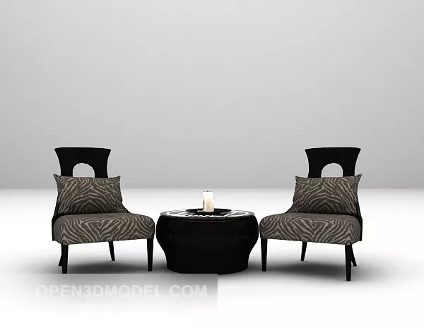 Classic Black Table And Chair Set 3d model Classic Black Table And Chair Set 3d model