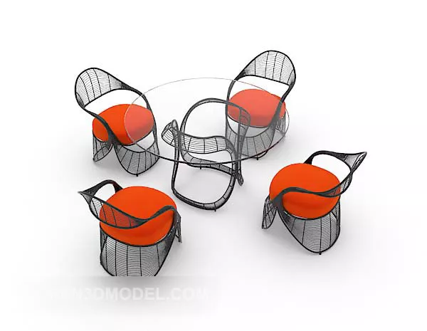 Simple Glass Round Table And Chair 3d model Simple Glass Round Table And Chair 3d model