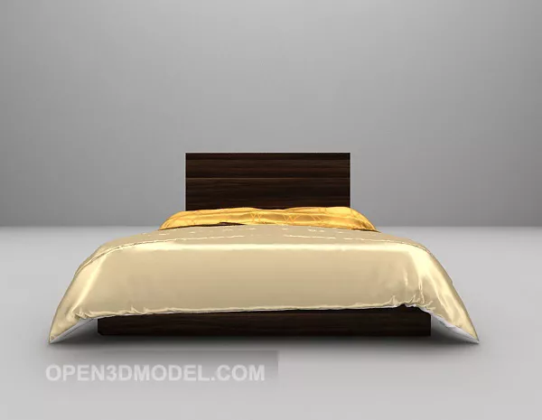 Wood Bed Furniture With Velvet Blanket 3d model Wood Bed Furniture With Velvet Blanket 3d model