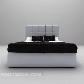 Grey Fabric Bed Furniture 3d model
