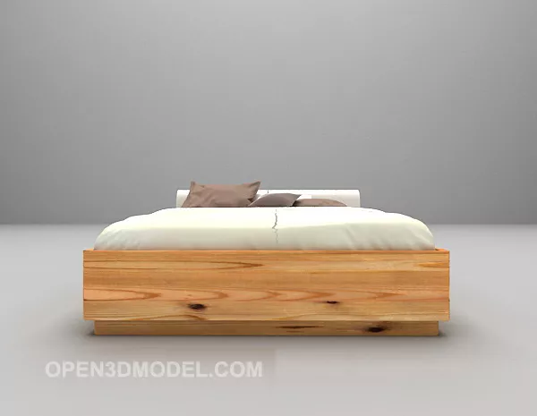 Wood Bed With With Blanket 3d model Wood Bed With With Blanket 3d model