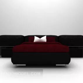 Single Velvet Bed Furniture 3d model