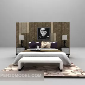 European Modern Style Bed Furniture 3d model