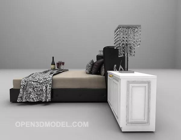Nightstand Ash Wood With Drawer 3d model