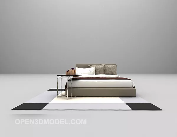 Bed With Modern Carpet 3d model Bed With Modern Carpet 3d model